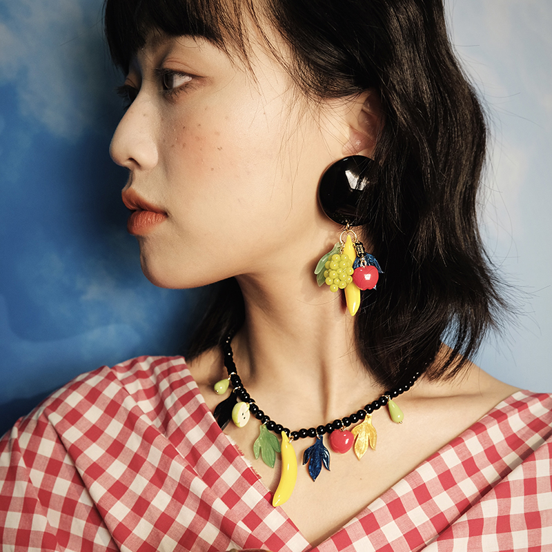 BOMBCACA农场物语系列 水果盛宴 原创彩色ins风复古度假耳环项链 - 图1