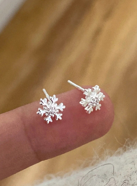 999足银针雪花耳钉女士耳饰精致2026新款高级感养耳洞银饰耳环