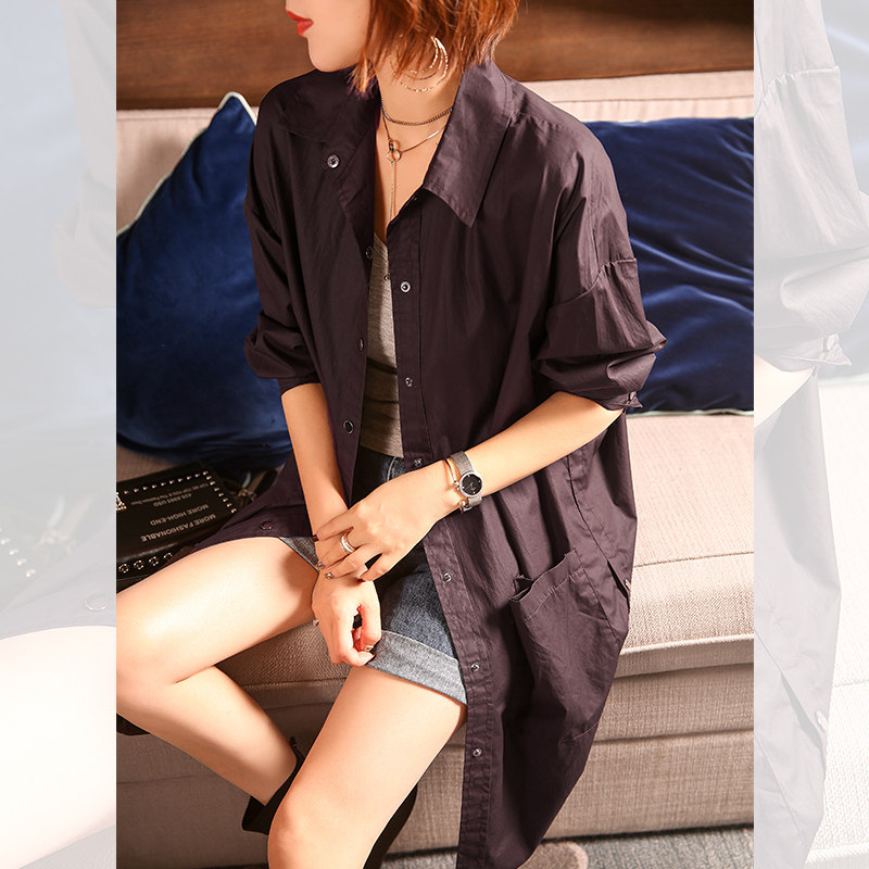 秋比中长款早秋新款七分袖薄款衬衫 qiubi服饰衬衫