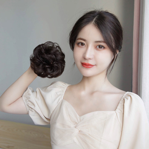 假发发圈女 真发低丸子头假发包新娘花苞头盘发器后脑勺假头发饰 - 图2