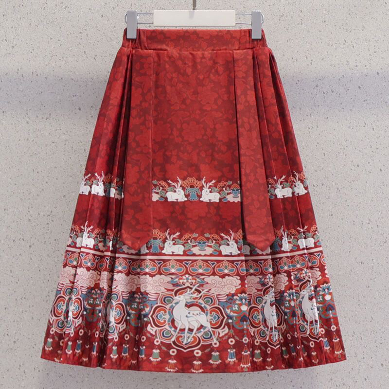 女童马面裙冬款新款加绒加厚中国风洋气半身裙儿童汉服酒红色裙子,淘宝优惠券,粉丝福利购,淘宝优惠卷