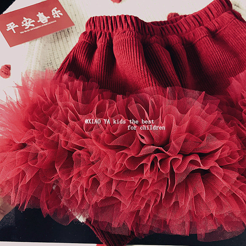 女童拼纱加绒半身裙子冬季女孩短款红色裙子儿童保暖加厚公主短裙,淘宝优惠券,粉丝福利购,淘宝优惠卷