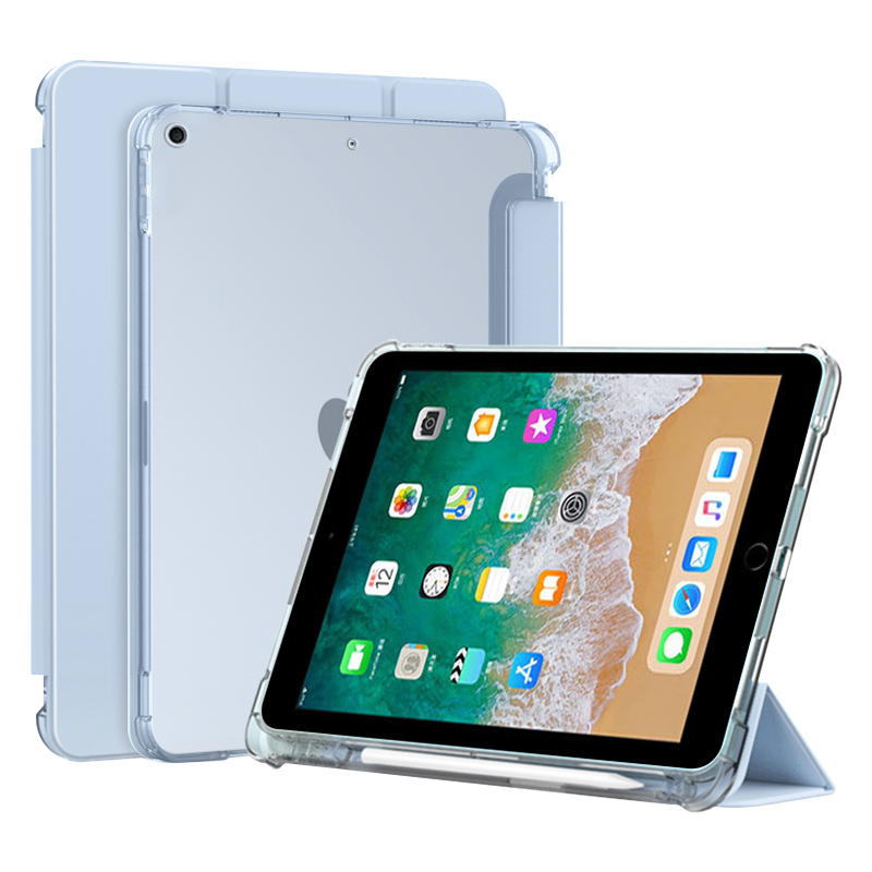 适用iPadAir2平板保护套9.7寸新款苹果爱派air2带笔槽第二代a1566三折半透明a1567气囊平板电脑硅胶软壳 - 图0