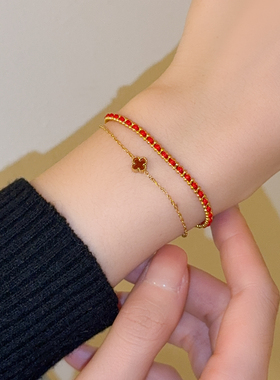 本命年四叶草红绳子手链