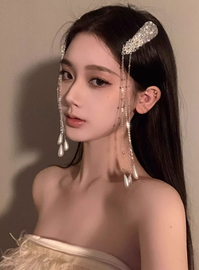 轻奢珍珠侧边流苏发夹