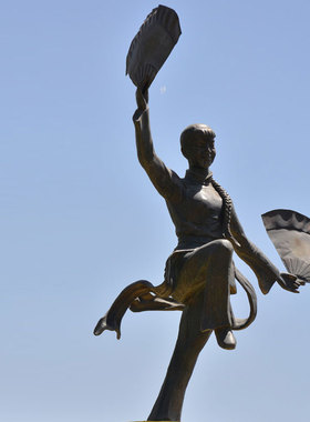 仿铜玻璃钢陕北民俗文化场扭秧歌