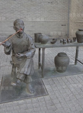 玻璃钢商业街酒文化人物雕塑定制