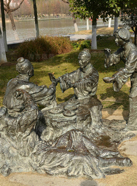 玻璃钢人物商业街景观小品酒厂