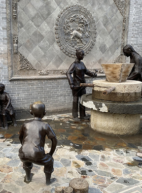 玻璃钢农耕民俗文化人物雕塑定制