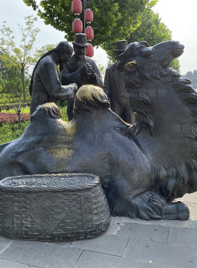 铸铜民俗情景大型商业街人物雕塑