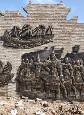 玻璃钢古代骑马大型士兵人物雕塑