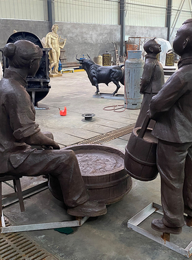 洗衣服雕塑民俗孝道文化主题