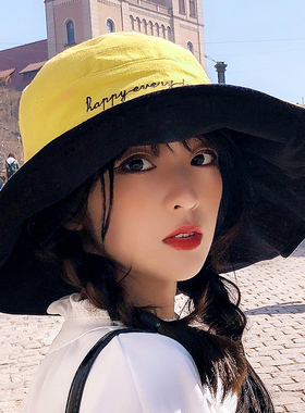 渔夫帽女日系防晒遮阳帽子宽檐夏