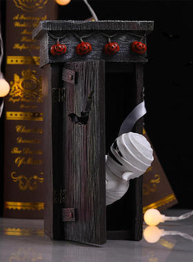 万圣节摆件木乃伊树脂厕所侏儒矮人看报摆件没关门树脂品厕所