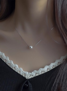 项链珍珠颈链925银轻奢时尚蝴蝶2024新款网红小众设计女生锁骨链