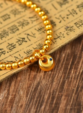 沙金秤心如意手链腰缠万贯复古传承编织钱串子手串编绳高保色男女