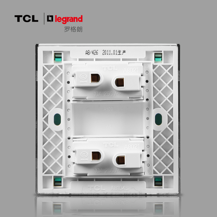 TCL国际电工 86型开关插座面板 A8系列白色4四孔电源插座二二插 - 图0