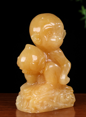 家居猴子天然白玉黄玉摆件