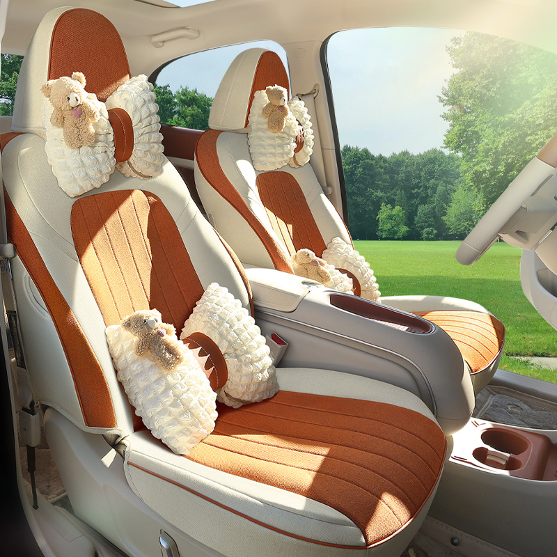 欧拉好猫亚麻汽车坐垫简约全包围汽车坐套四季通用座椅套座椅改装