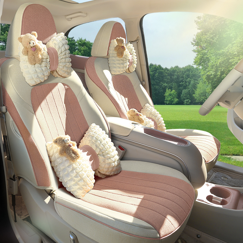 欧拉好猫亚麻汽车坐垫简约全包围汽车坐套四季通用座椅套座椅改装