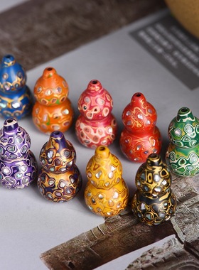 大漆小葫芦摆件挂件把件饰品手工艺品彩漆大漆工艺手捻葫芦吊坠饰