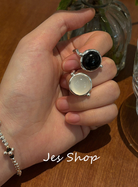 Jes Shop甜美白月光戒指时尚百搭气质开口指环个性情侣网红食指戒