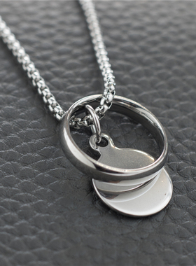 钛钢戒指学生ins潮风吊坠项链