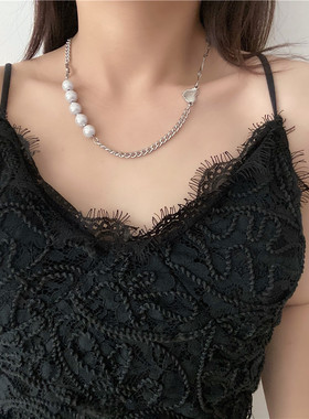 设计感简约小众珍珠女拼接项链