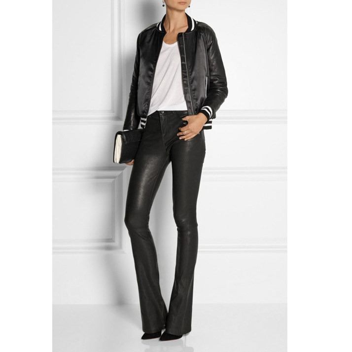 女皮裤长裤法国植鞣弹力皮修身黑色暗红色喇叭裤女休闲裤中腰,淘宝优惠券,粉丝福利购,淘宝优惠卷