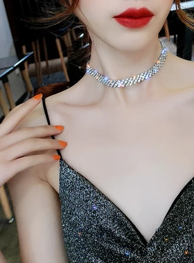 新款满钻项链choker项圈日韩网红个性颈带脖子饰品短款锁骨链女潮