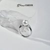 Jingrun Pearl 925 Silver Australian White Seawater Pearl Ring 9-10mm Round White Simple Versatile Open Ring for Women L