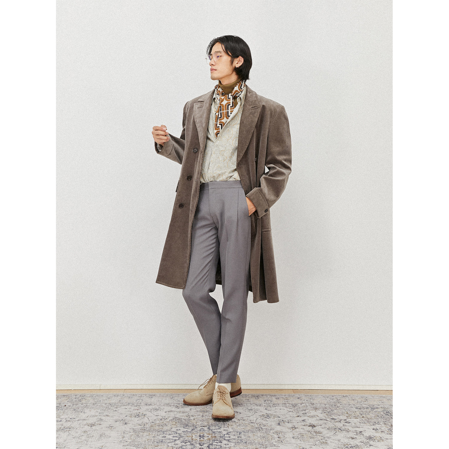 UNICA HOMME/级复古腔调灯芯绒双排扣毛呢大衣男风衣夹克,淘宝优惠券,粉丝福利购,淘宝优惠卷