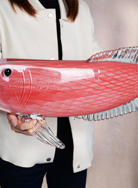 礼盒装招财琉璃金龙鱼摆件