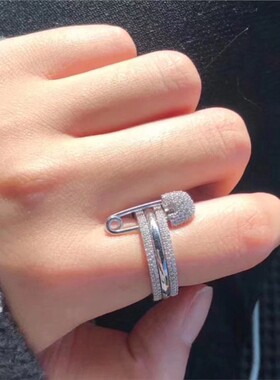 别针戒指三色圈圈套戒s925银