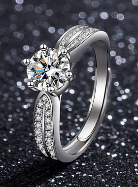 d色莫桑钻石戒指豪华圆包女18K金