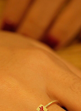 【JMSN原创设计 新年戒】红中发麻将戒指幸运指环 开口可调