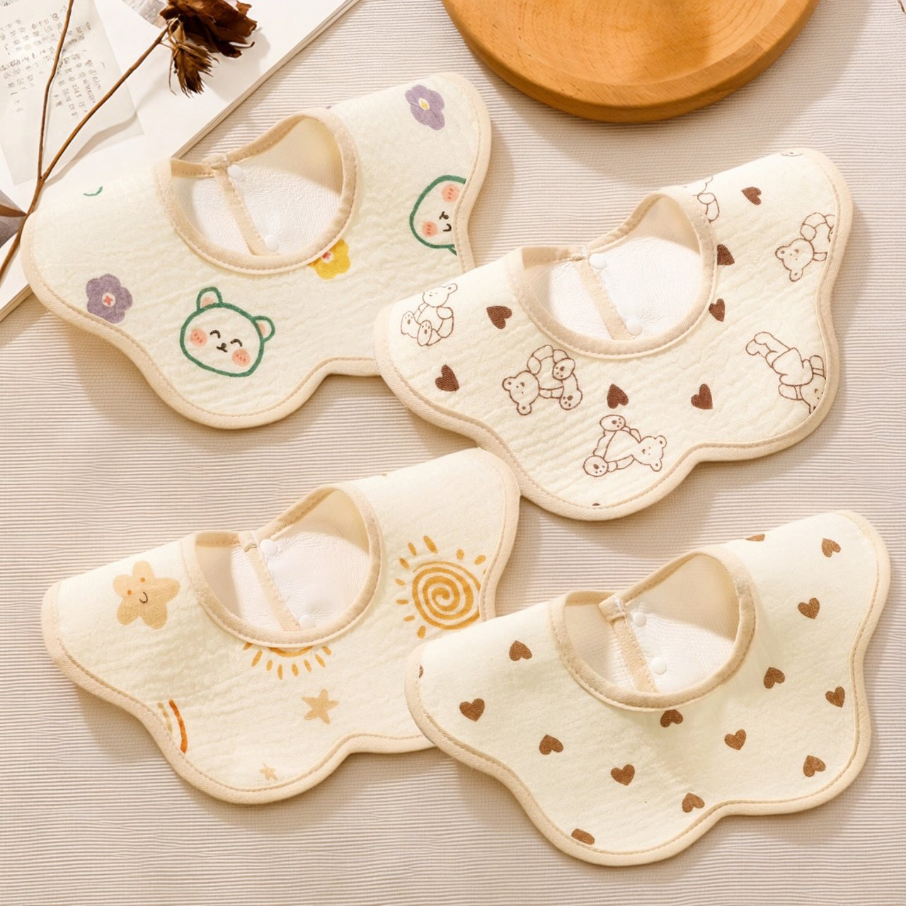 婴儿防水口水巾360度旋转宝宝纯棉纱布围嘴新生儿口水兜四季款,淘宝优惠券,粉丝福利购,淘宝优惠卷