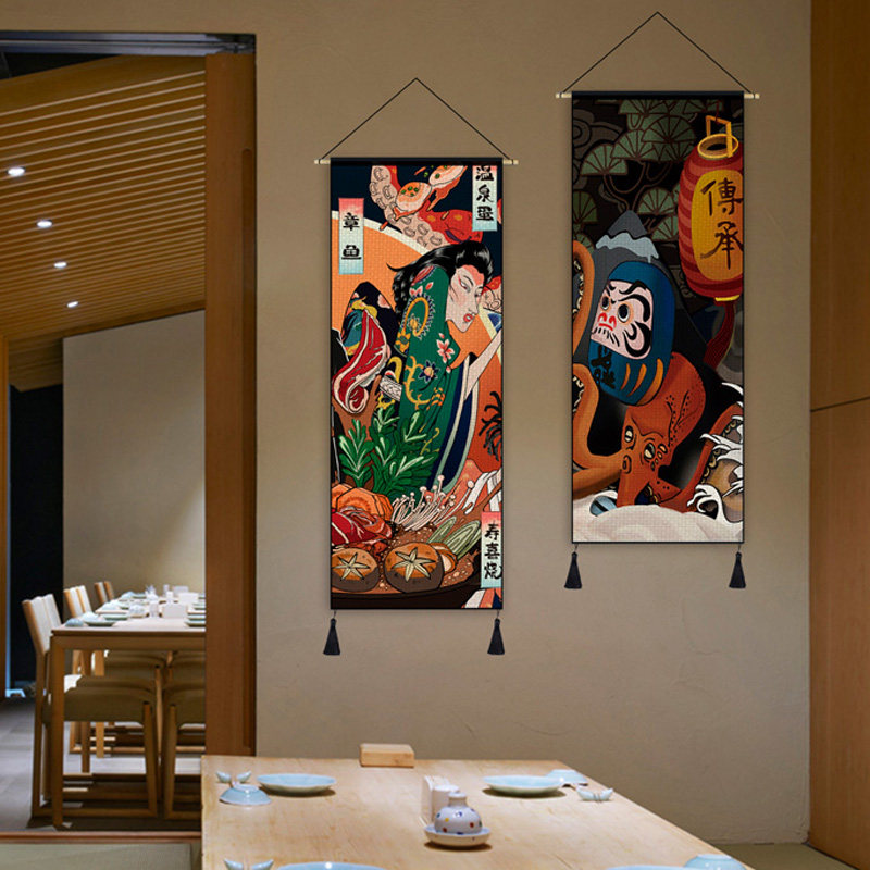 日式装饰画布艺无框画和风浮世绘挂画餐厅背景墙壁画居酒屋榻榻米
