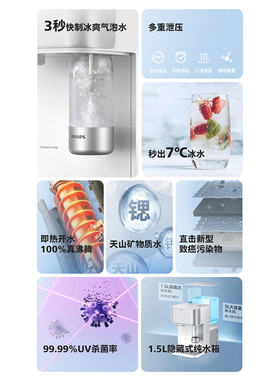 飞利浦气泡水机直饮净水器台式即热饮水家用矿泉一体净饮机8618
