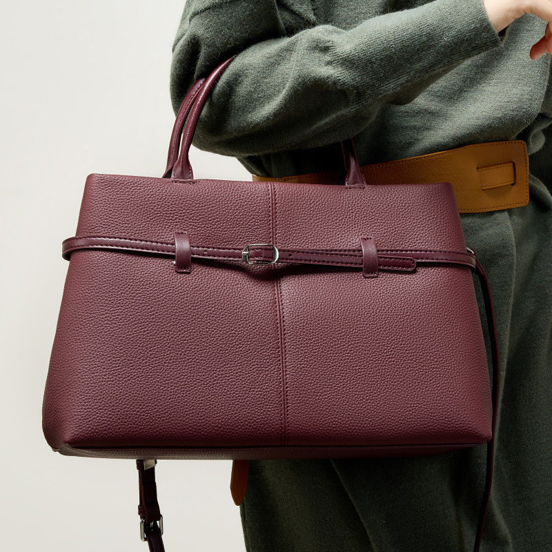 头层牛皮手提铂金包2024新款欧美时尚真皮单肩斜跨包女大容量女包,淘宝优惠券,粉丝福利购,淘宝优惠卷