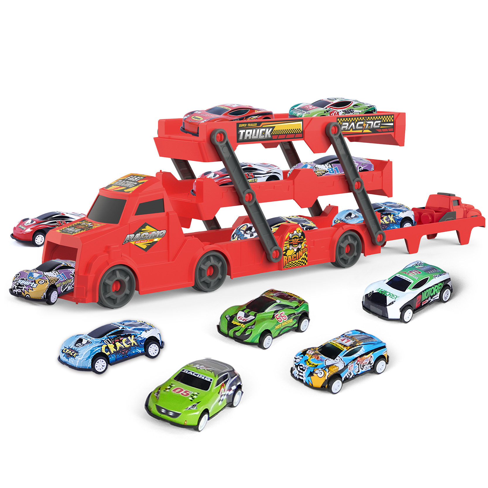 新爆款变形弹射儿童玩具3-6岁益智折叠货柜收纳车模型塑料玩具车,淘宝优惠券,粉丝福利购,淘宝优惠卷