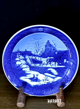 丹麦皇家哥本哈根Royal Copenhagen装饰盘1999年份圣诞纪念收藏盘