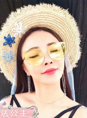 草帽甜美女夏季手工刺绣