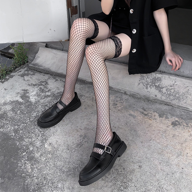 渔网袜JK黑色性感过膝长筒中筒袜暗黑黑丝女薄蕾丝袜镂空袜子,淘宝优惠券,粉丝福利购,淘宝优惠卷