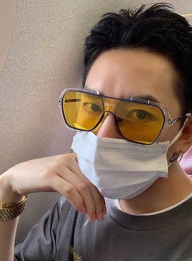 韩版ins网红连体大框墨镜男女士小红书大脸显瘦眼镜开车太阳镜潮