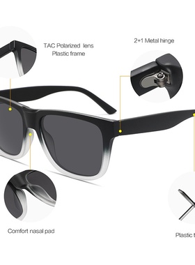 欧美男士偏光太阳镜新款渐色框简约时尚方形百搭防晒女运动风墨镜