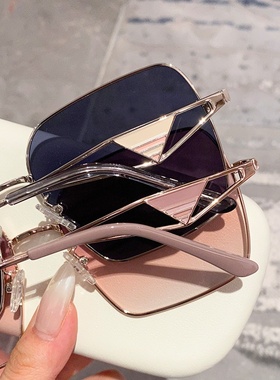 新款大框眼镜偏光太阳镜女墨镜驾驶遮脸显瘦街拍ins复古眼镜6609