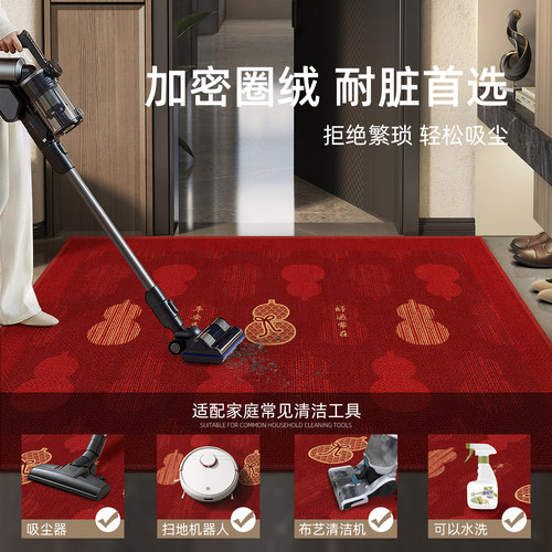 新款进门地垫入户门垫家用乔迁门口防滑垫子入户喜庆地毯红色脚垫 - 图2