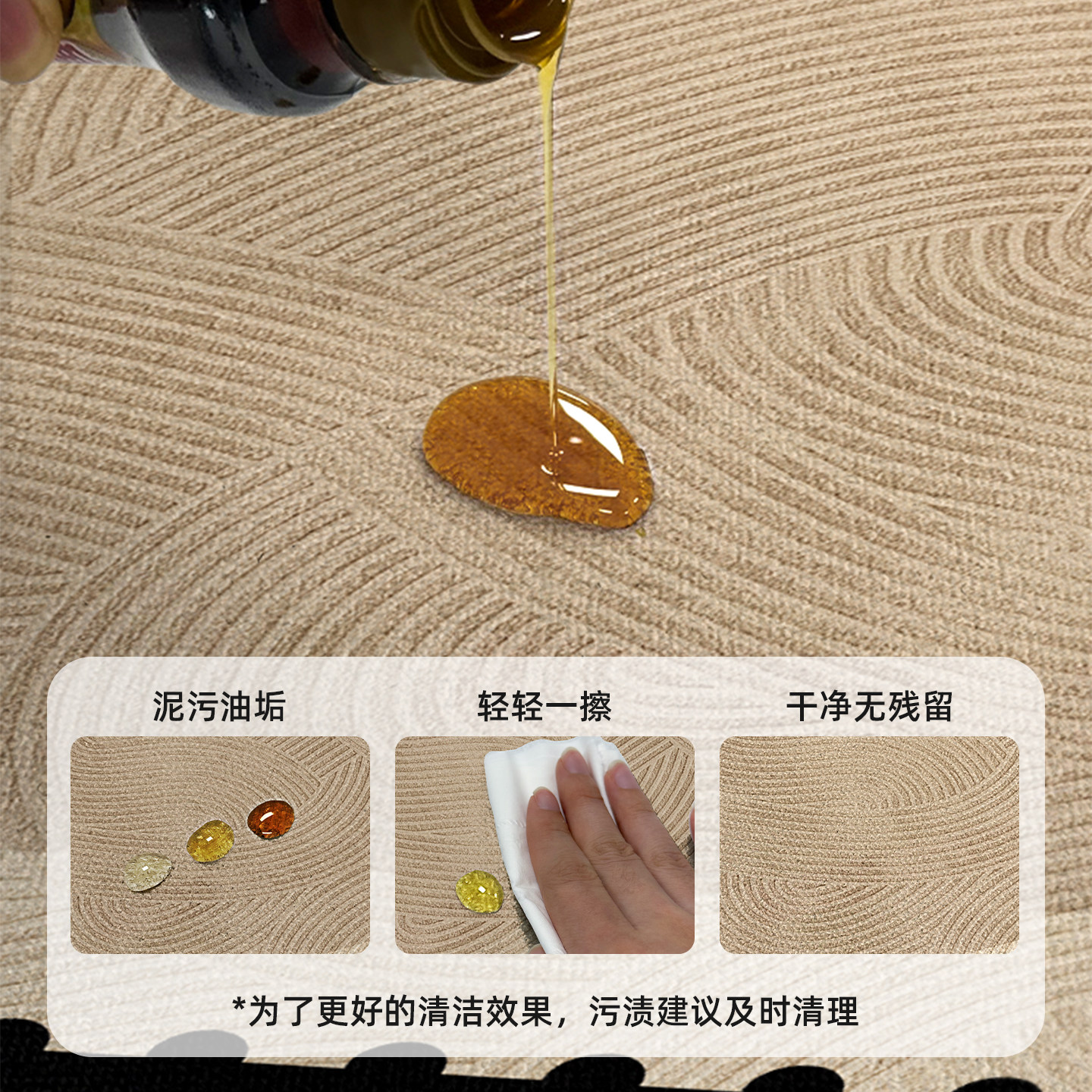 Dirty-resistant L-shaped kitchen floor mat, oil-proof, non-slip, no-wash