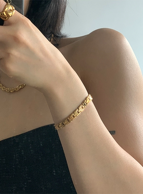 头花钛钢欧美风博主款可调节手链